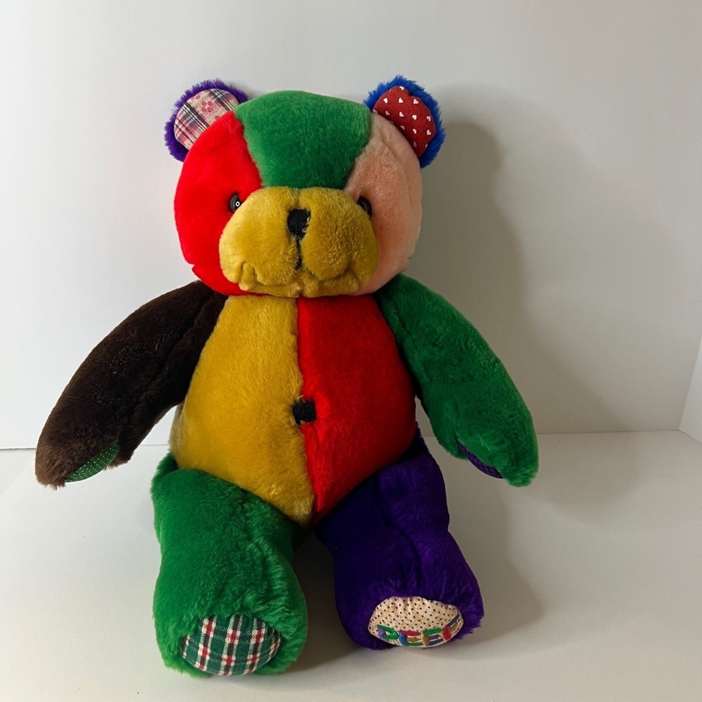 1996 Peef‎ The Christmas Bear Colorblock Plush 13"